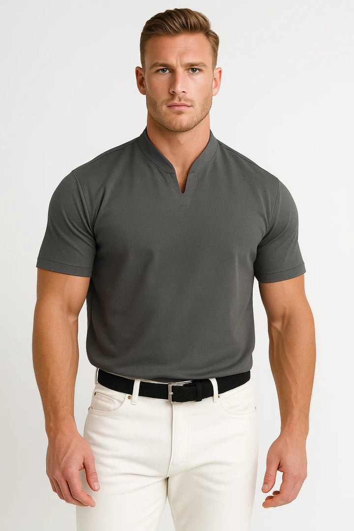 Camicia da uomo | Maniche corte | Collo a V | Per tutte le stagioni | Vestibilità comoda | Adatta all'uso quotidiano