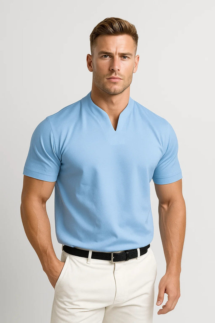 Camicia da uomo | Maniche corte | Collo a V | Per tutte le stagioni | Vestibilità comoda | Adatta all'uso quotidiano