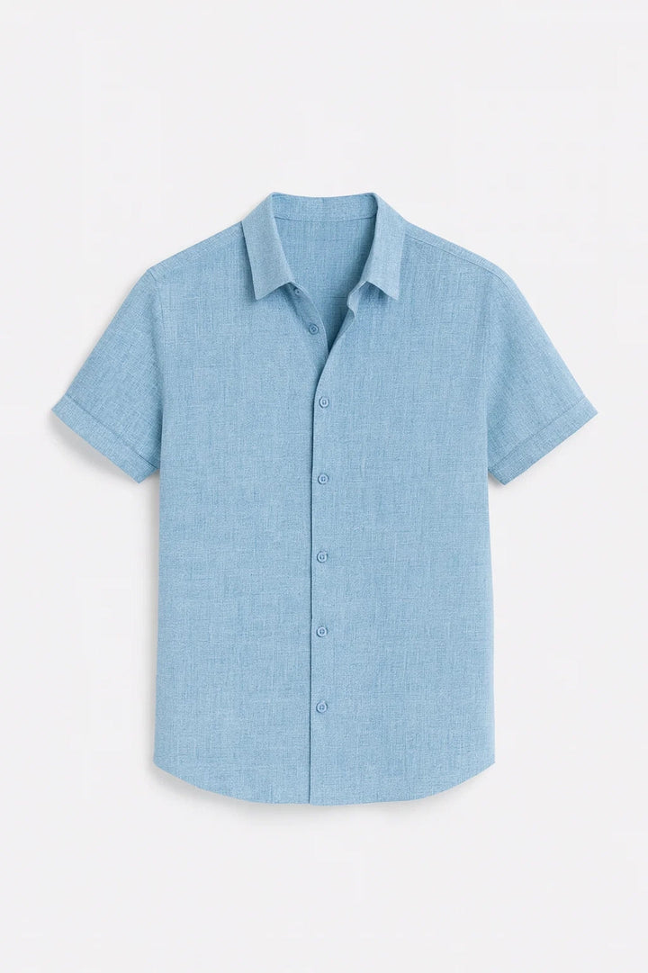 Gabriele | Camicia Uomo in Lino Celeste-Le Philippe Moda Uomo