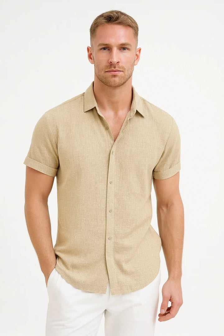 Gabriele | Camicia Uomo in Lino Celeste-Le Philippe Moda Uomo