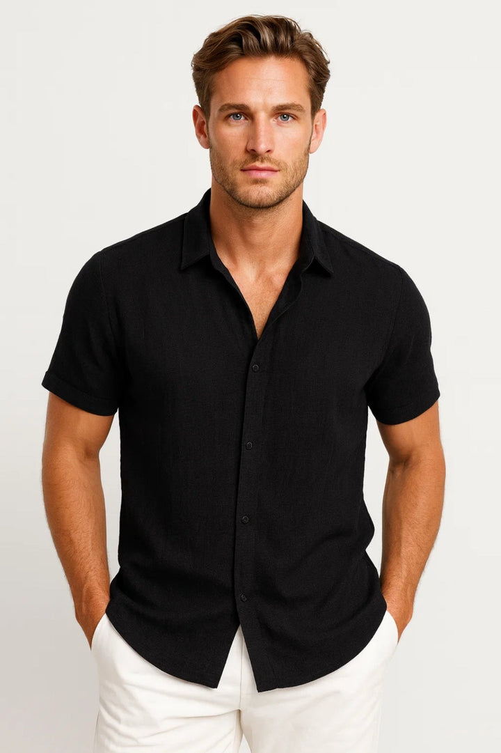 Gabriele | Camicia Uomo in Lino Celeste-Le Philippe Moda Uomo