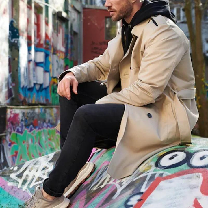 Trench coat da uomo | Classico & Raffinato | Con Collo a Revers & Cintura | Per Ogni Occasione