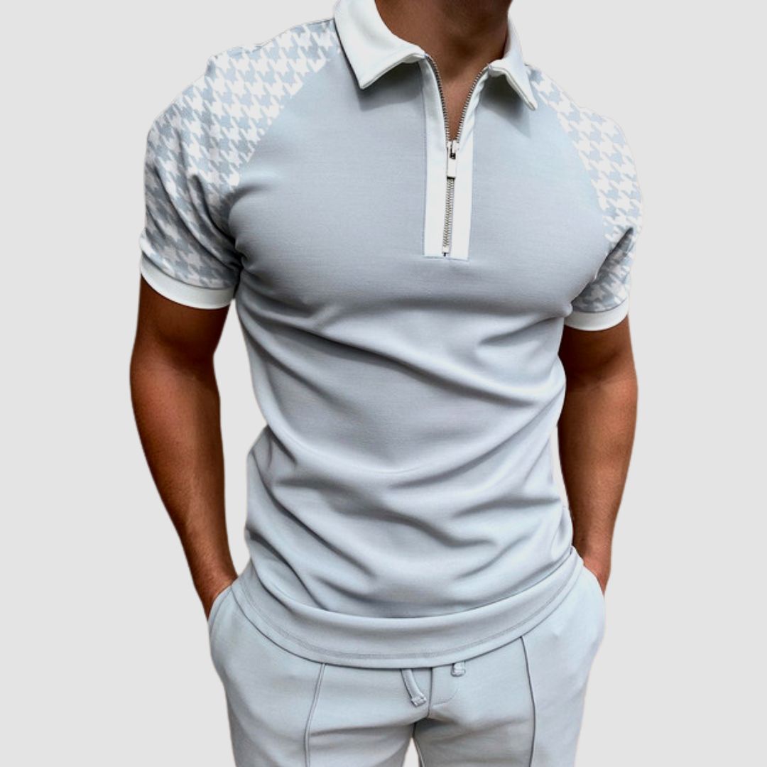Polo Uomo | Design con Zip Retro | Motivo Unico & Casual Moderno | Stile Estivo in Poliestere