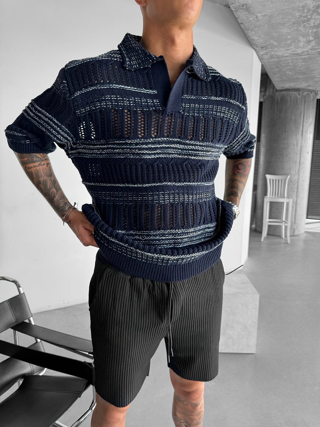 Polo da Uomo | Lavorazione a Maglia & Dettagli Cut-Out | Stile Streetwear | Autunno & Inverno