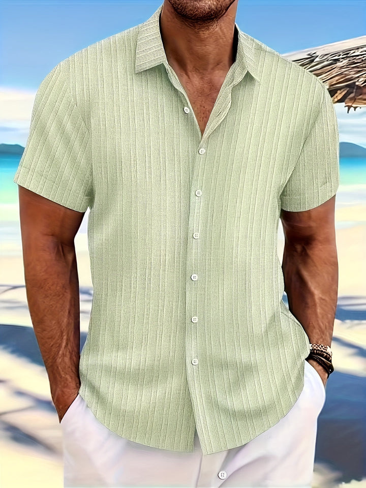 Camicia da Uomo | Design Uniforme Tessuto | Collo Rigido & Chiusura con Bottone | Stile Casual Estivo
