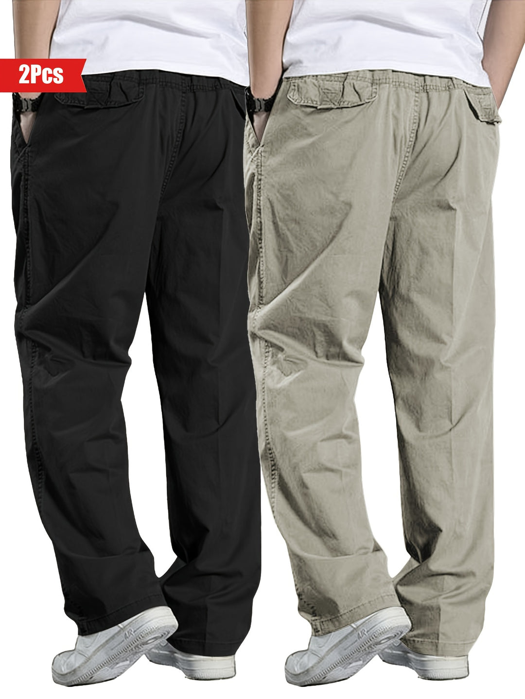 Set di 2 Pantaloni da Uomo | 100% Cotone & Vestibilità Ampia | Abbigliamento Outdoor & Casual
