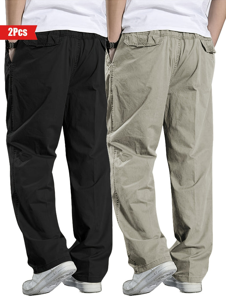 Set di 2 Pantaloni da Uomo | 100% Cotone & Vestibilità Ampia | Abbigliamento Outdoor & Casual