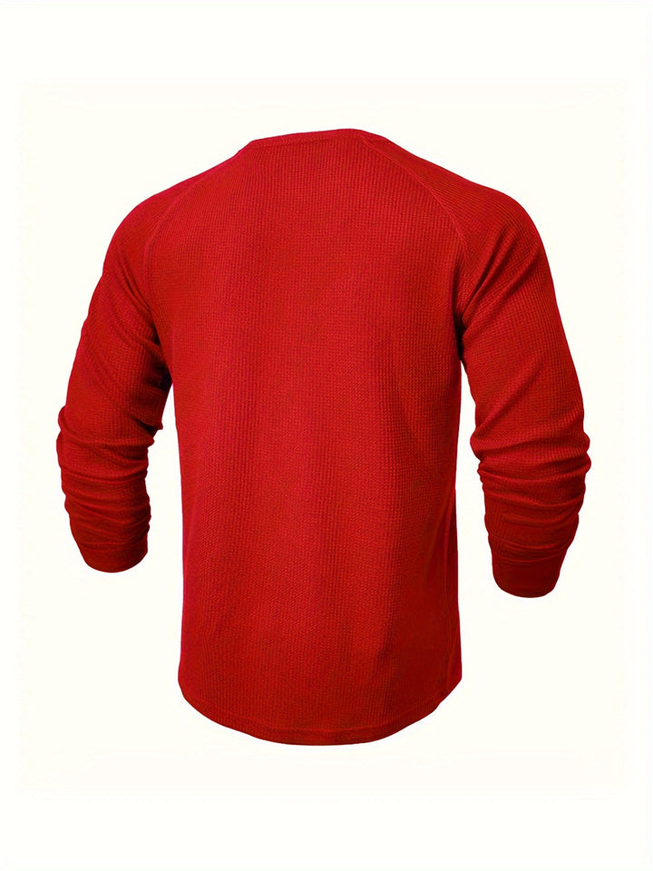 Camicia Henley Uomo | Design Unito | Collo Rotondo & Mezza Chiusura | Maniche Lunghe