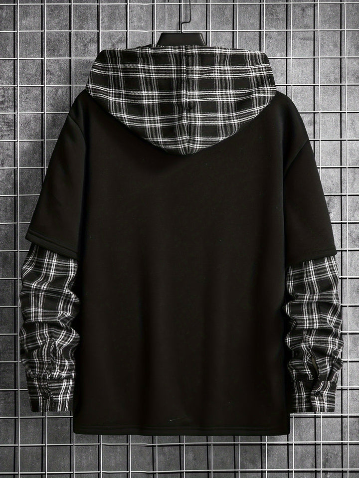 Hoodie da Uomo | Motivo a Quadri | Classico & Trendy | Primavera & Autunno