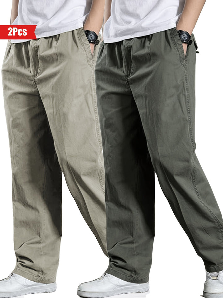 Set di 2 Pantaloni da Uomo | 100% Cotone & Vestibilità Ampia | Abbigliamento Outdoor & Casual