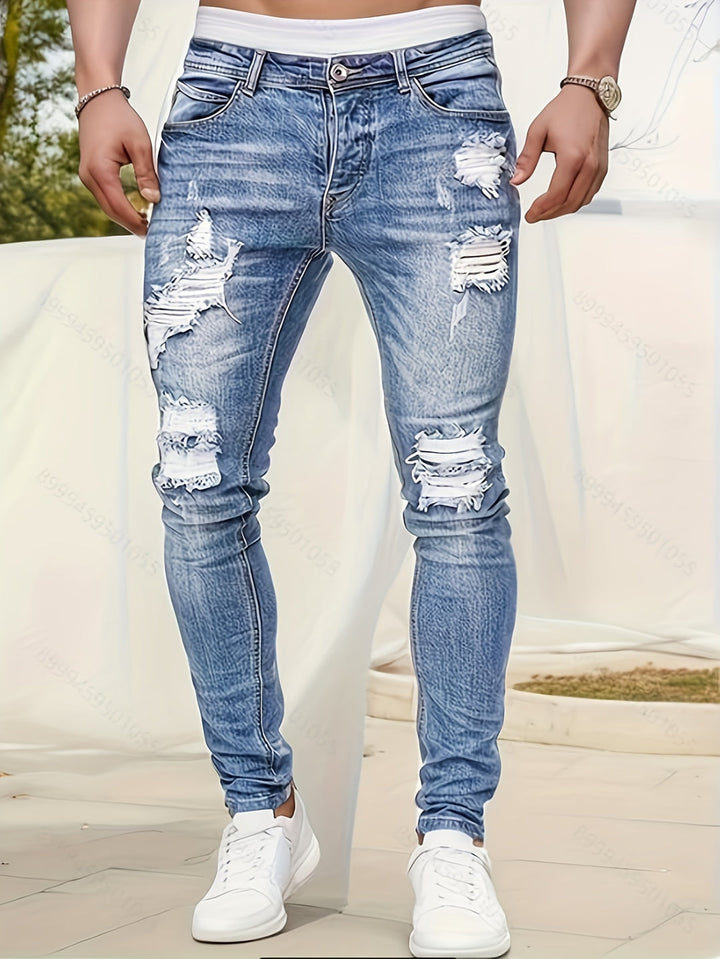 Jeans Slim Fit da Uomo | Distressed & Lavati | Stretch Medio | Denim