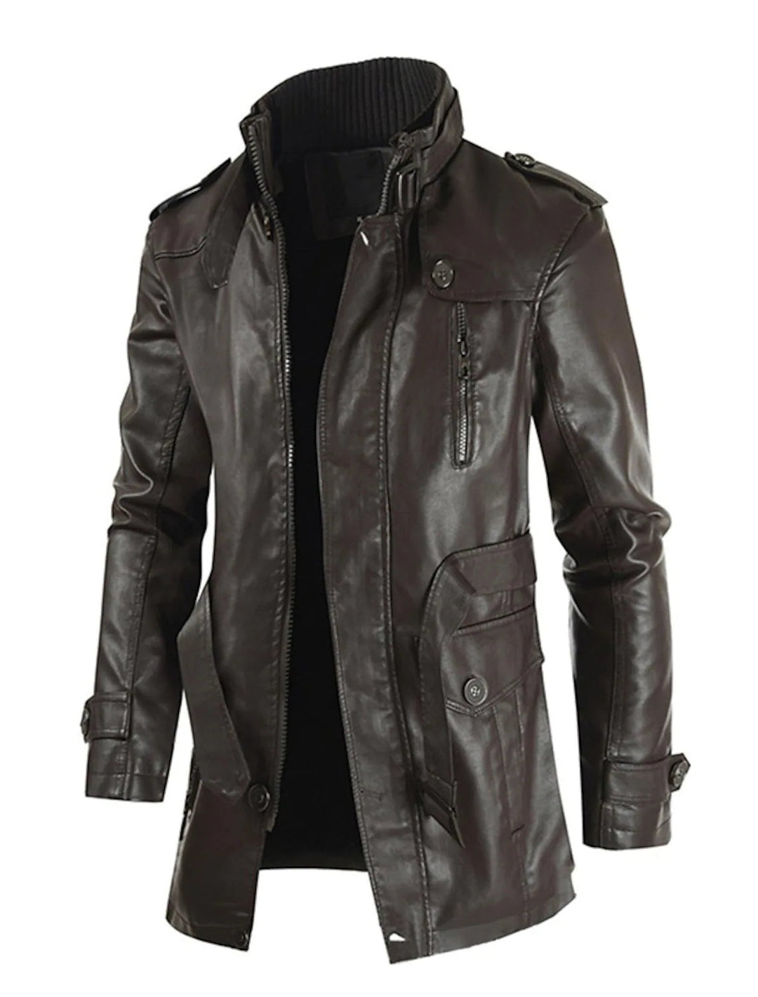 Cappotto Invernale da Uomo | Giacca Lunga in Ecopelle | Tasche Multiple | Casual & Business