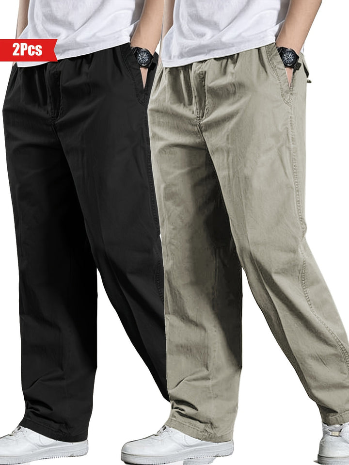 Set di 2 Pantaloni da Uomo | 100% Cotone & Vestibilità Ampia | Abbigliamento Outdoor & Casual