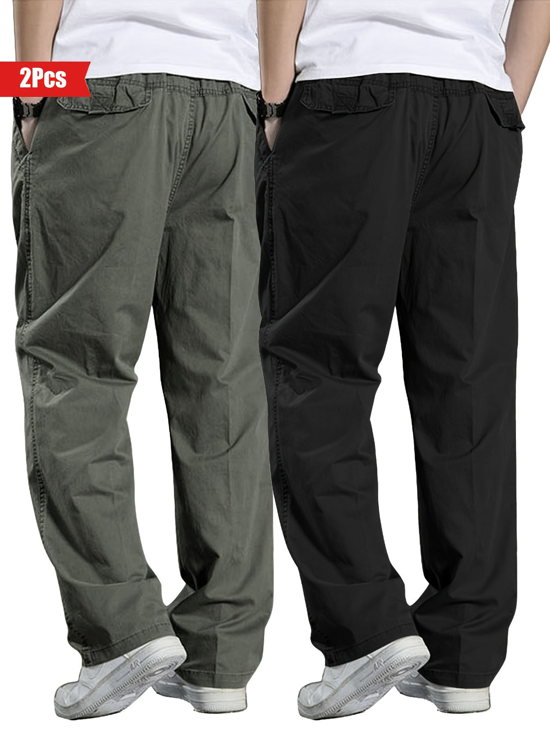 Set di 2 Pantaloni da Uomo | 100% Cotone & Vestibilità Ampia | Abbigliamento Outdoor & Casual