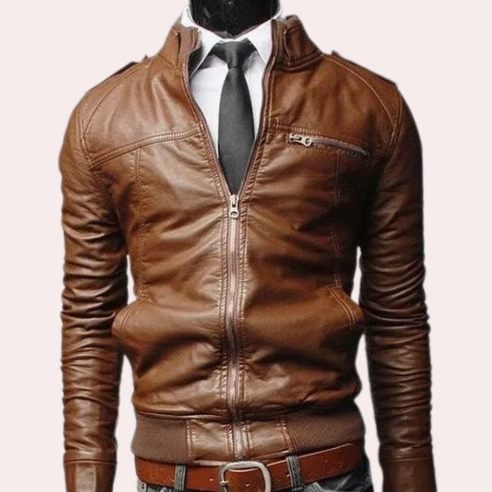 Giacca Uomo in PU | Slim-Fit | Colletto Alto | Zip