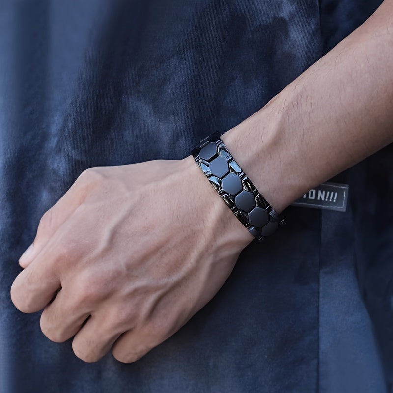 Bracciale da Uomo | Acciaio Titanio | Impermeabile & Regolabile | Design Elegante