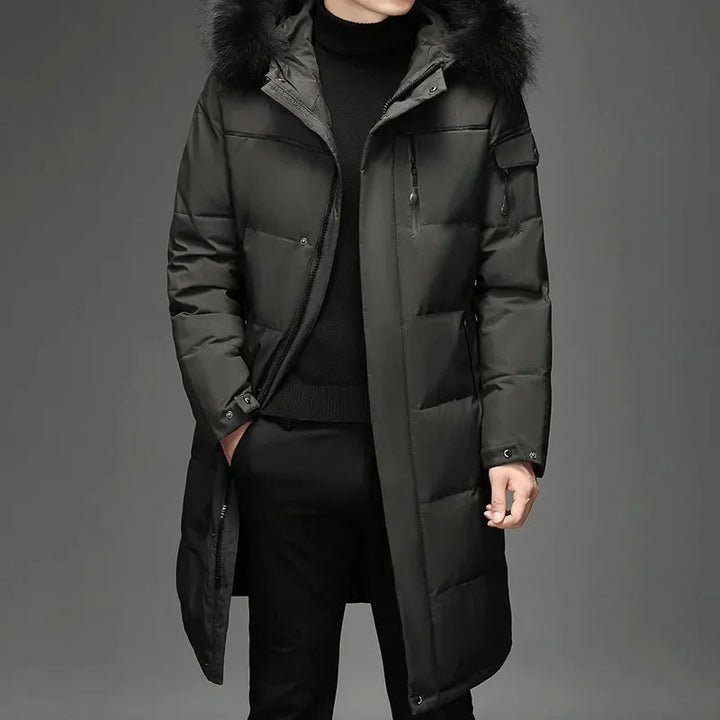 Giacca Invernale Uomo | Parka Uomo Lungo con Cappuccio in Pelliccia Sintetica