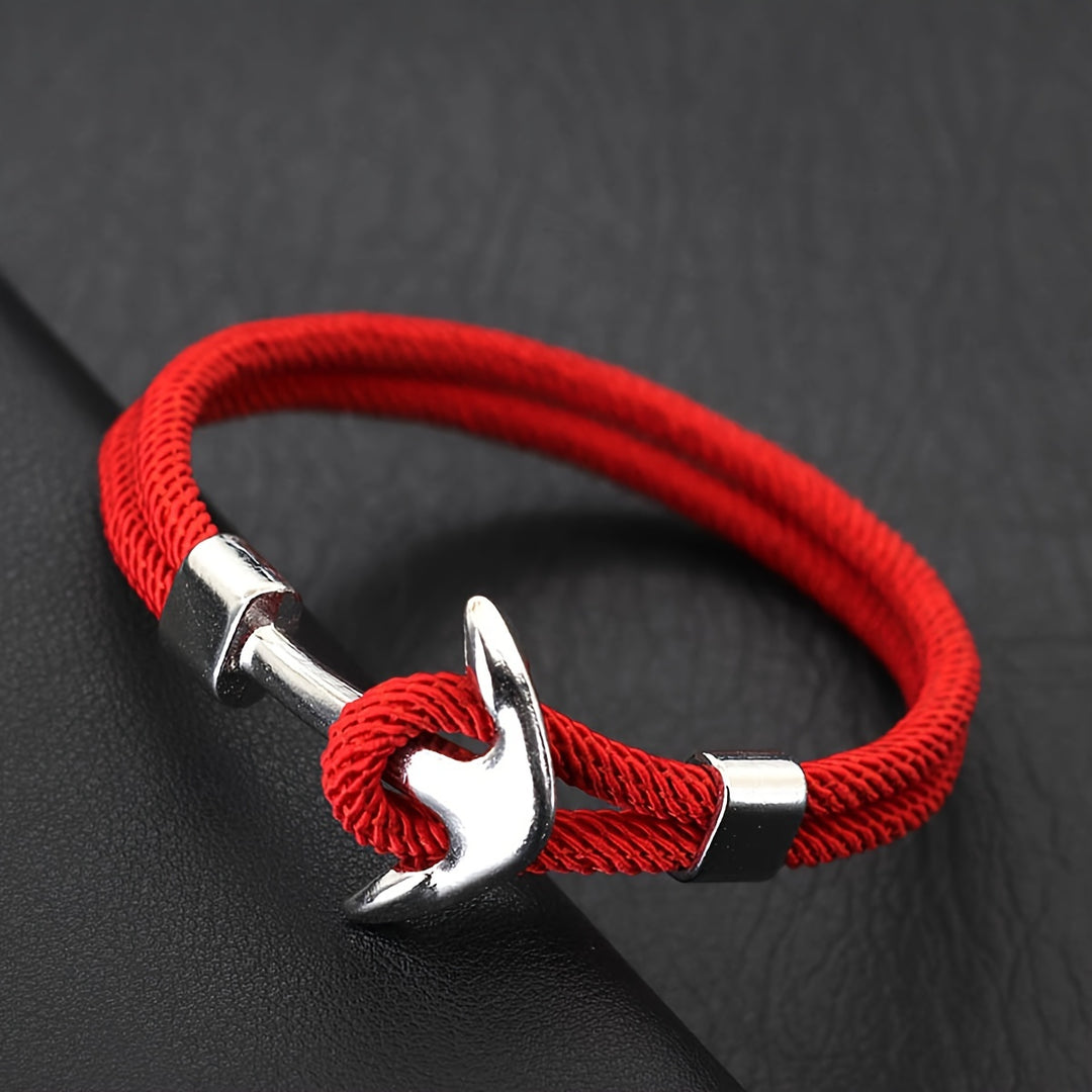 Bracciale da Uomo | Corda Milanese Nautica | Ancora Argentata & Design Sportivo | Nylon