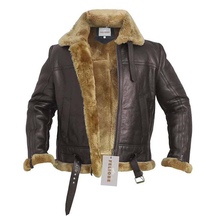 Giacca bomber uomo | Invernale con collo in pelliccia | Ecopelle