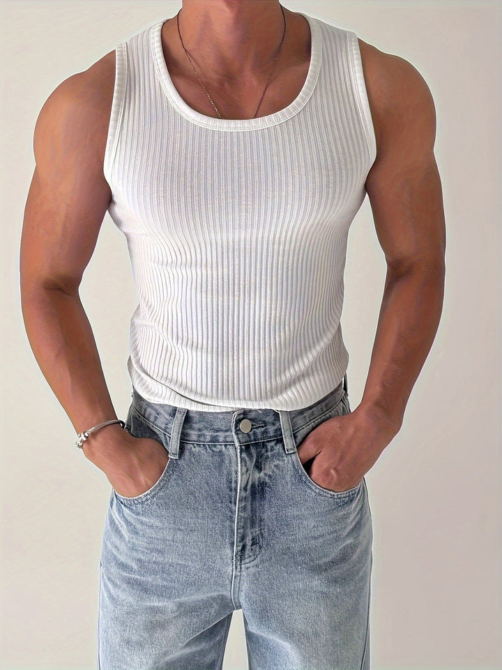 Canotta Uomo | Tessuto a Coste & Senza Maniche | Traspirante & Elasticizzata | Per Fitness & Corsa Estate