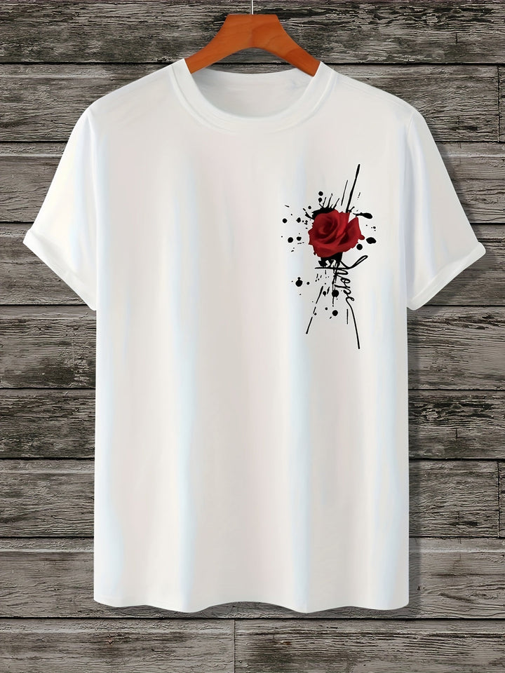T-shirt da uomo | Stampa di rose | Casual & Confortevole | Design unico