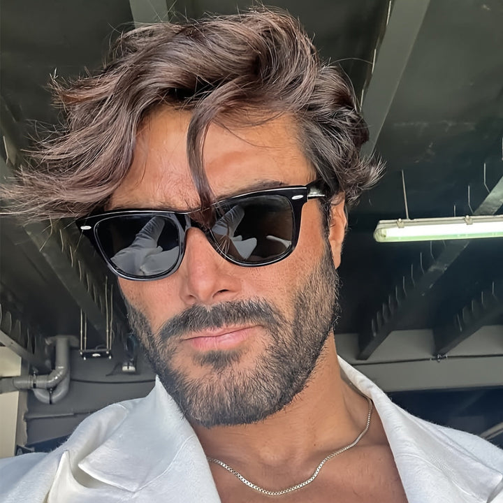 Occhiali da sole da uomo | Stile Vintage | Montatura in PC con Rivestimento Antiriflesso | Comfort Quotidiano