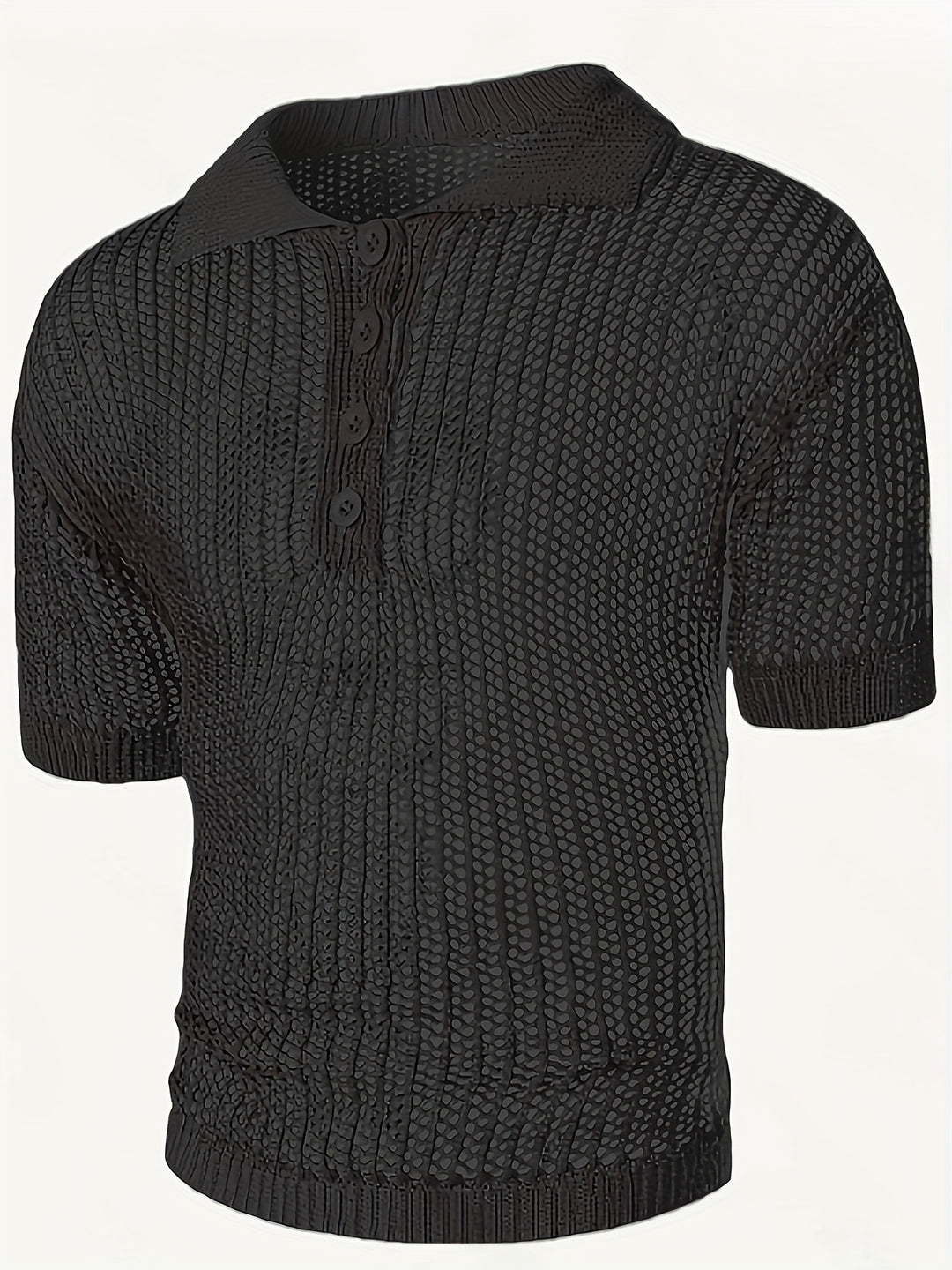 Maglione da Uomo | Lavorazione Ampia a Maglia | Scollo a V con Bottoni & Motivo in Pizzo | Casual & Elegante