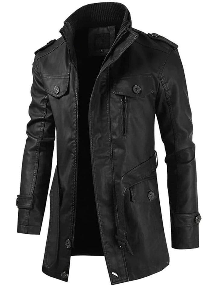 Cappotto Invernale da Uomo | Giacca Lunga in Ecopelle | Tasche Multiple | Casual & Business