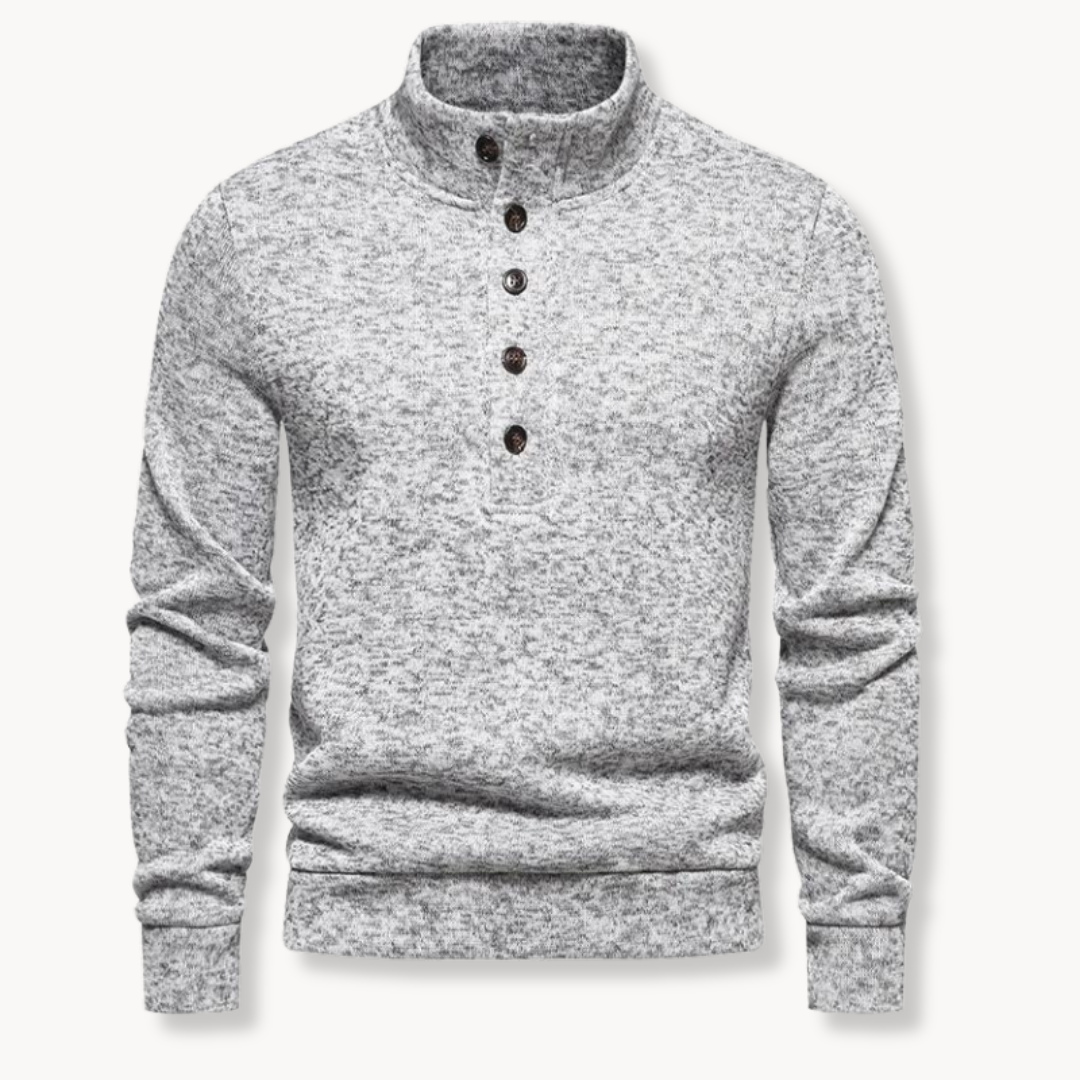 Maglioni Uomo | Maglione a Maglia con Collo Henley | Bottoni Eleganti