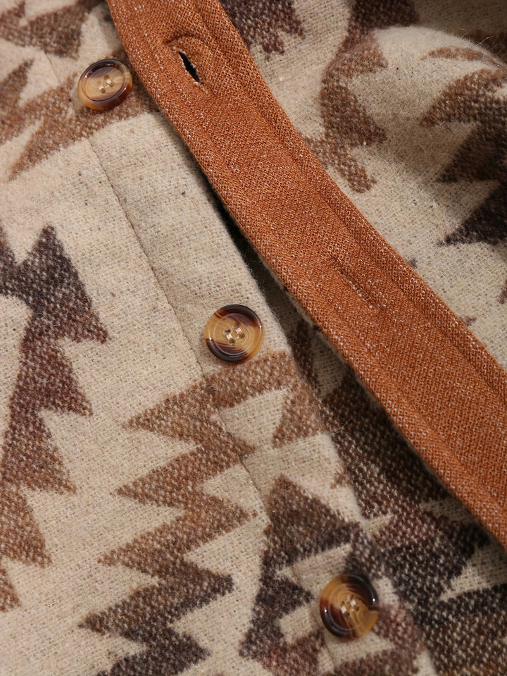 Giacca da Uomo | Stampa Azteca | Casual & Classica | Poliestere | Taschini
