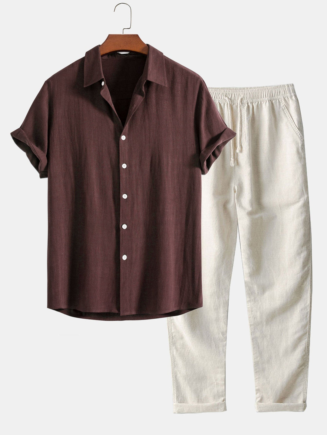 Set Camicia e Pantaloni in Lino | Traspirante & Confortevole | Look Estivo Rilassato
