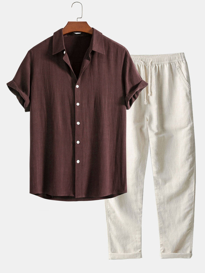Set Camicia e Pantaloni in Lino | Traspirante & Confortevole | Look Estivo Rilassato