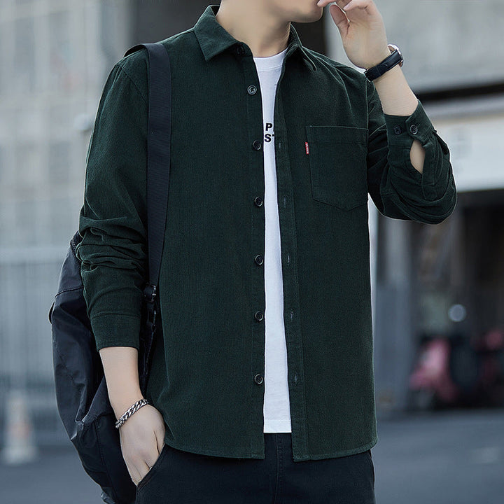 Giacca Camicia in Corduroy da Uomo | Casual & Trendy | Chiusura a Bottoni & Tasche sul Petto