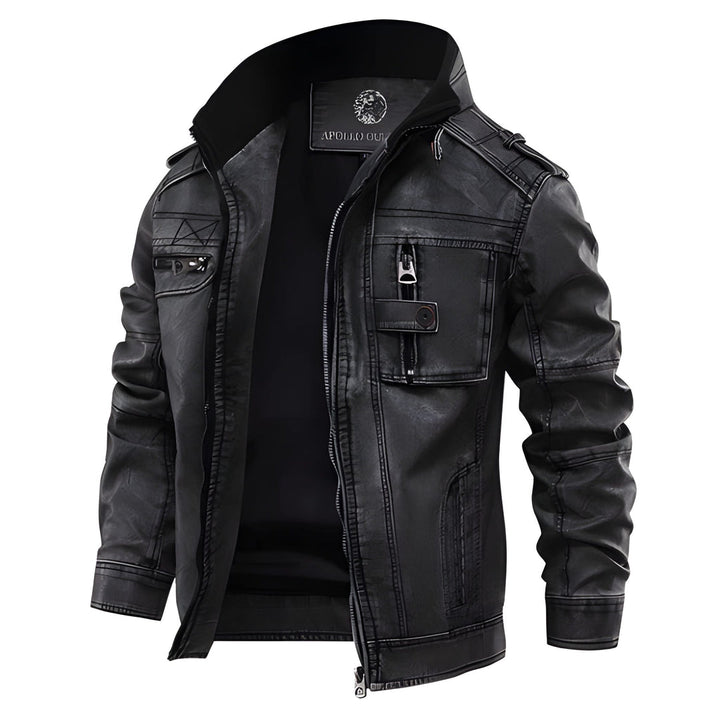 Giubbotto Biker da Uomo | Giacca in Pelle PU | Stile Moto con Zip e Tasche | Ecopelle
