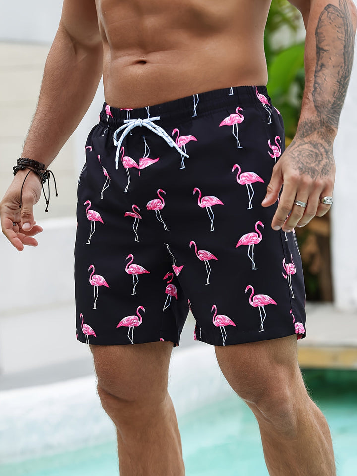 Pantaloni da spiaggia da uomo | Colori gradienti & Stampa di fenicotteri | Stile estivo casual
