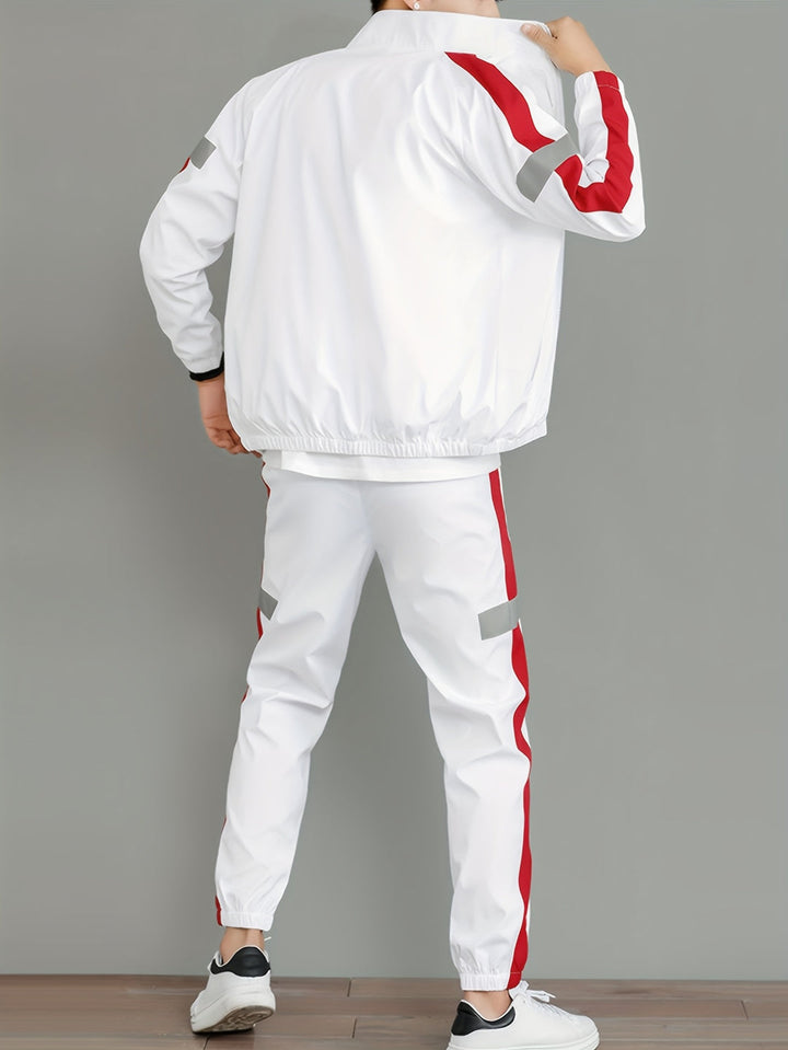 Set Sportivo Uomo | Giacca Zip-Up Riflettente & Pantaloni da Jogging | Traspirante & Confortevole