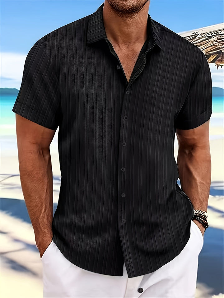 Camicia da Uomo | Design Uniforme Tessuto | Collo Rigido & Chiusura con Bottone | Stile Casual Estivo