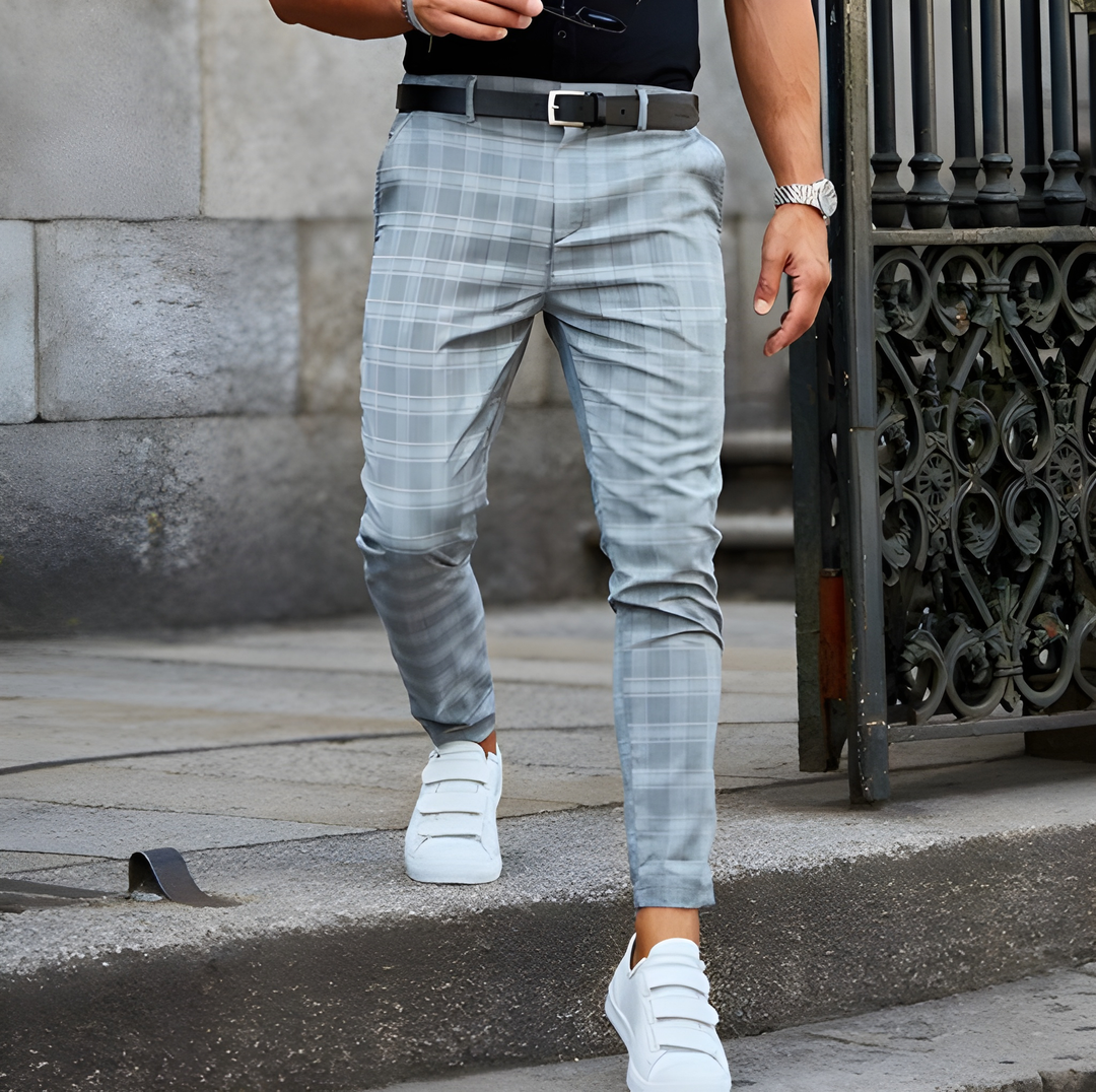 Pantaloni a Quadri da Uomo | Stile Vintage Streetwear | Slim Fit a Vita Media | Cotone & Poliestere