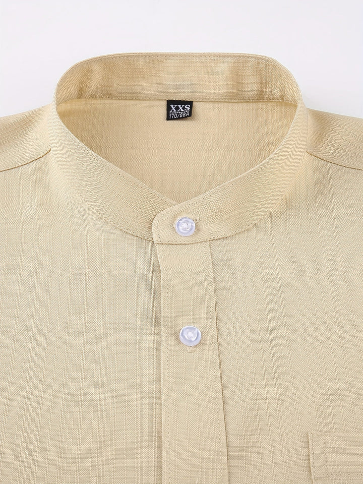 Camicia da Uomo | Maniche Lunghe con Taschino | Girocollo & Tinta Unita | Poliestere