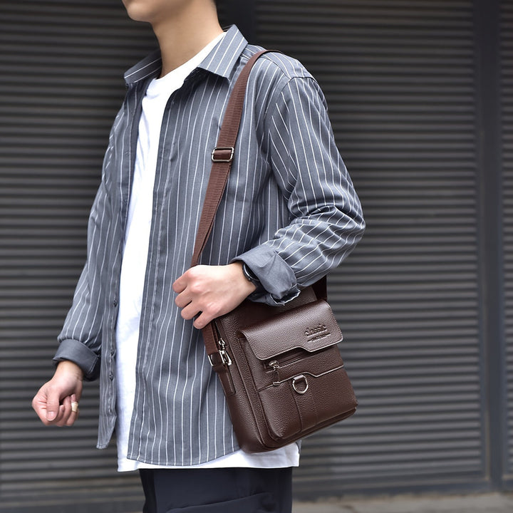 Borsa a Spalla da Uomo | Look Business Vintage | Design a Più Scomparti & Cintura Rimovibile