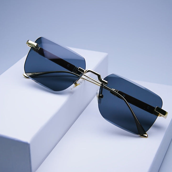 Occhiali da sole da uomo | Lenti sfumate | Montatura metallica senza bordi | Elegante e leggero