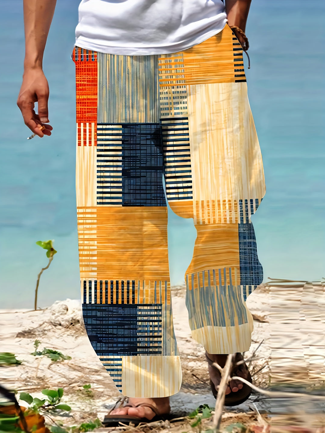 Pantaloni Uomo | Vestibilità Ampia | Motivo Geometrico & Confortevole | Outdoor & Casual