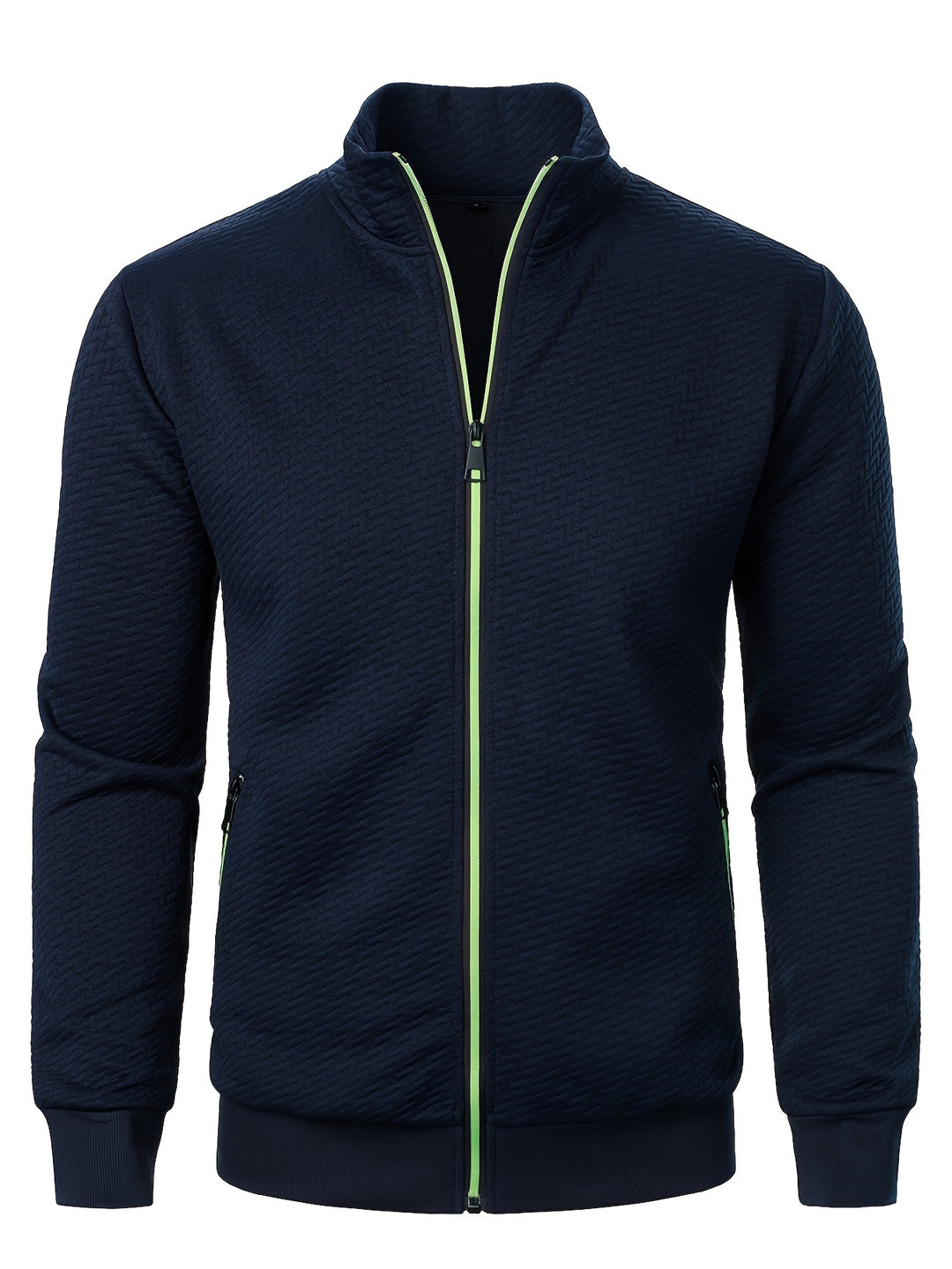 Giacca Uomo Casual con Zip | Colletto Alto | Tessuto Jacquard | Primavera-Autunno