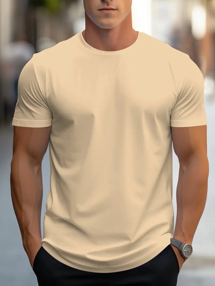 T-Shirt da Uomo | Tinta Unita con Girocollo | Stile Streetwear Ampio | Poliestere
