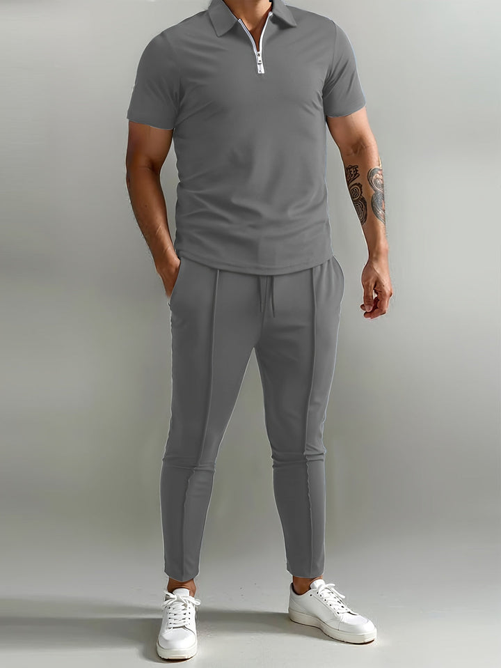 Set da Uomo | Camicia Slim-Fit & Pantaloni Sportivi | Traspirante & Leggero | Set Estivo in Poliestere