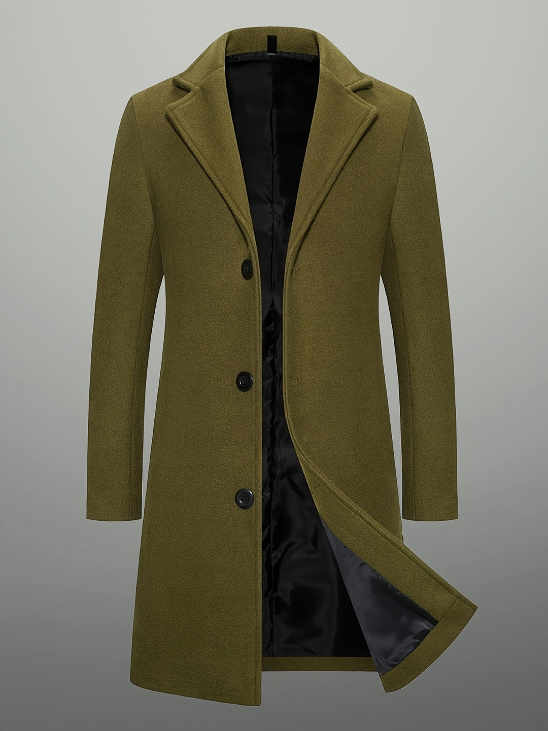 Cappotto da Uomo in Tweed Lunghezza Media | Monopetto con Bottoni | Collo a Rever | Poliestere