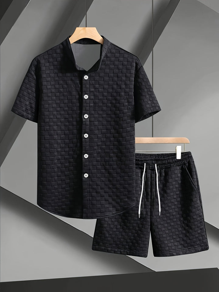 Completo Casual 2 Pezzi per Uomo | Set Elegante con Collo Revers e Tessuto Elastico