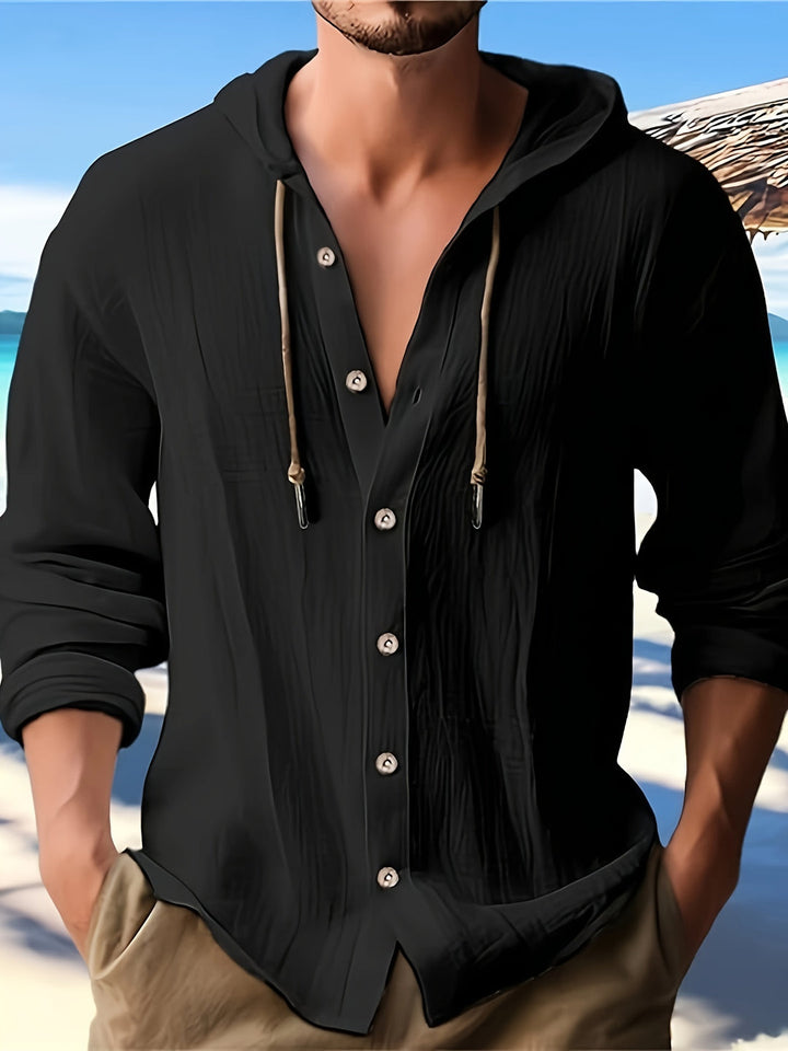 Camicia da Uomo | Cotone-Lino | Con Cappuccio e Coulisse | Casual e Stile