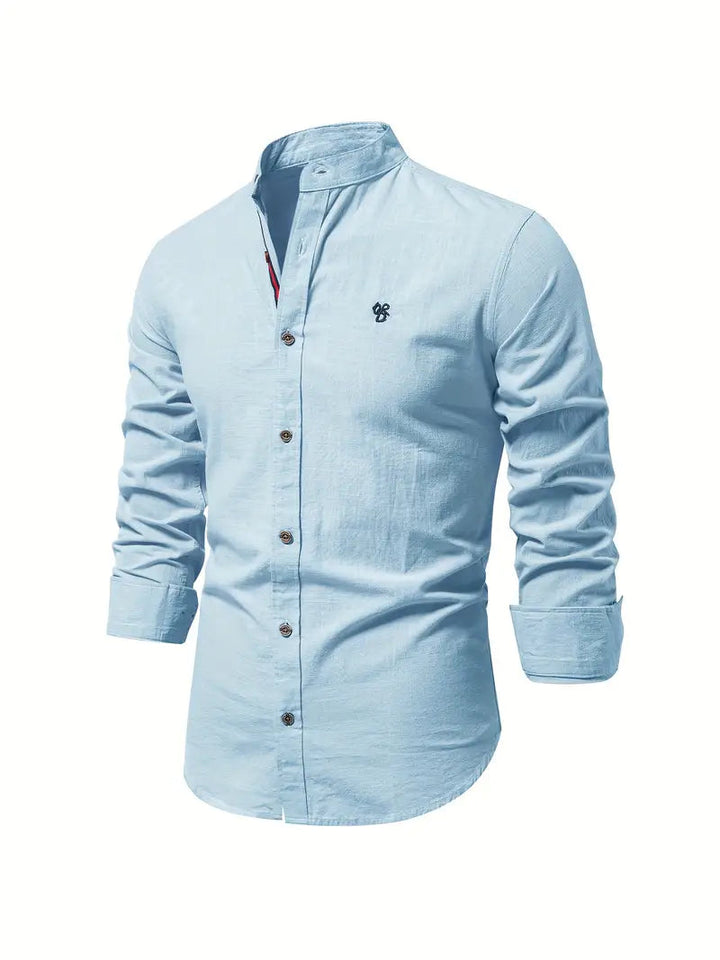 Camicia da Uomo | 100% Cotone-Lino | Casual e Traspirante | Maniche Lunghe & Colletto Classico