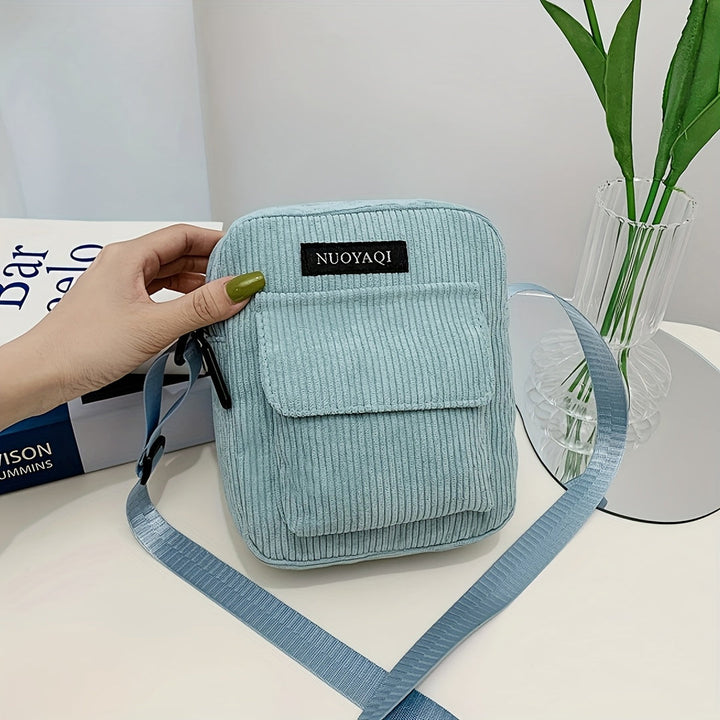 Borsa a Tracolla da Uomo | Velluto a Corda | Più Tasche & Cintura Regolabile